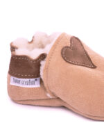 Brown light sheepskin slippers heart - Image 6