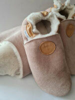 Brown light sheepskin slippers heart - Image 2