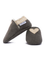 Gray woolen slippers, beige heart - Image 3