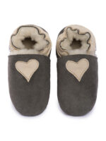 Gray woolen slippers, beige heart - Image 5