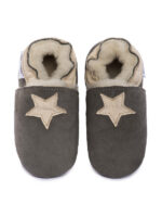 Gray woolen slippers, beige star - Image 2