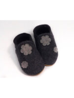 Merino felt slippers - flowers - dark grey - Image 2