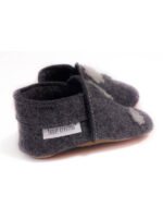Merino felt slippers - flowers - dark grey - Image 3