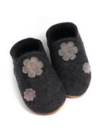 Merino felt slippers - flowers - dark grey - Image 5