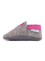 Merino slippers black with heart - fuxia - Image 2