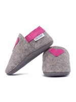 Merino slippers black with heart - fuxia - Image 3