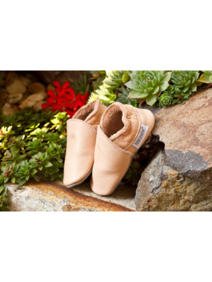 Organic leather slippers - sand
