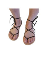 Rubber sole 2 mm Minimalist sandals Huarache beige laces - Image 5