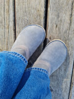 Sheepskin boots slippers light gray - Image 3