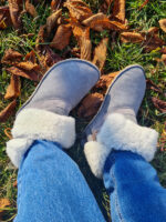 Sheepskin boots slippers light gray - Image 9