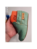 size 22 vegan slippers pastel green with pompoms