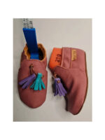size 22  vegan slippers pink with pompoms
