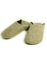 Soft natural boiled wool slippers, gray - Image 2