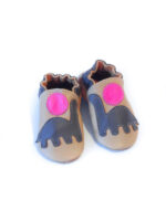 Soft slippers - dinosaur - fuxia
