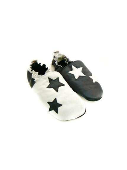 Soft slippers - stars - nero bianco