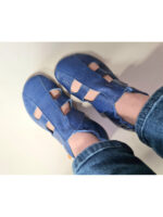 Summer leather slippers - denim - Image 2