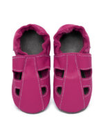 Summer leather slippers - fuxia