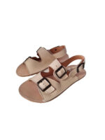 Triple buckle sandals beige