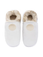 white Sheepshin slippers colorful pattern Suede sole - Image 3