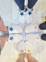 white Sheepshin slippers colorful pattern Suede sole